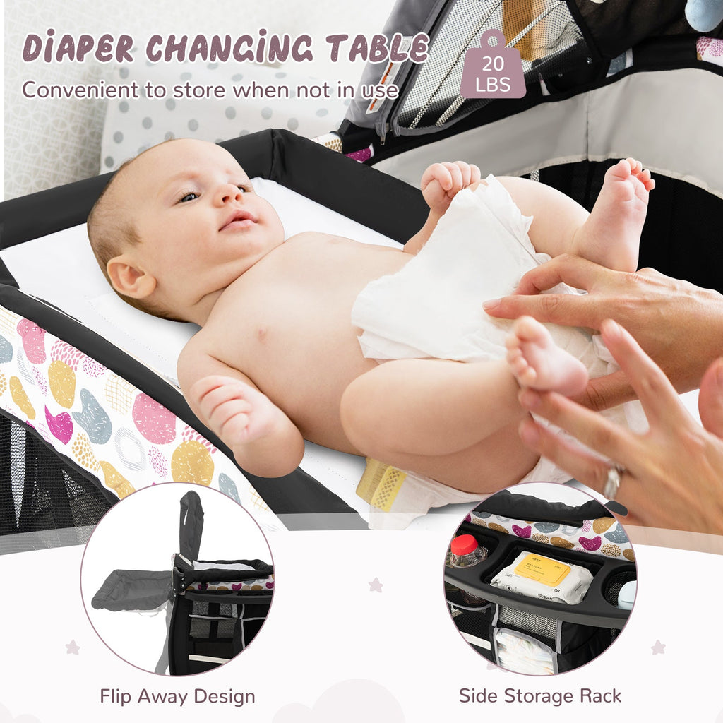 4 in 1 Portable Pack and Play Baby Nursery Center with Bassinet