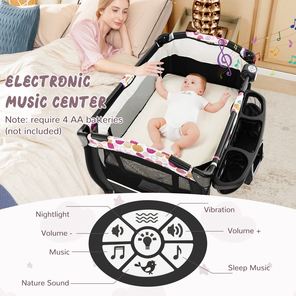 4 in 1 Portable Pack and Play Baby Nursery Center with Bassinet